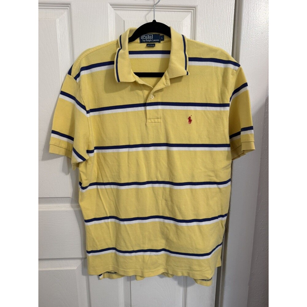 Ralph Lauren Shirt Mens Yellow Size L yacht club crest polo pony vintage